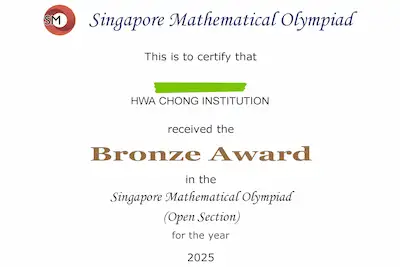 certificate of award in singapore math olympiad